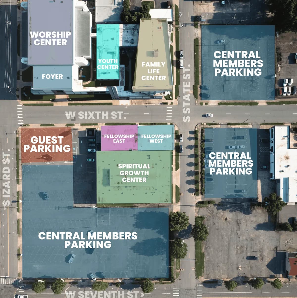 Diagram of parking around the Central building